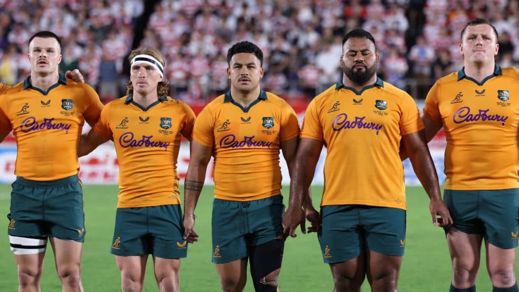 Hunter Paisami celebra la competencia en el centro de los Wallabies